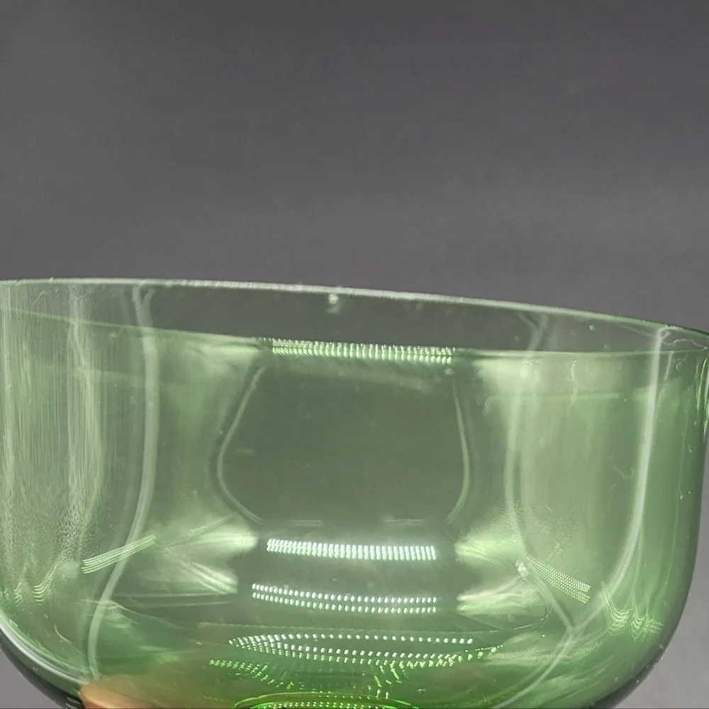 CHAMPAGNE/SHERBET GOBLETS Set of 2 Pale Green Coupe Bowl/Clear Cut Stem Vintage‍